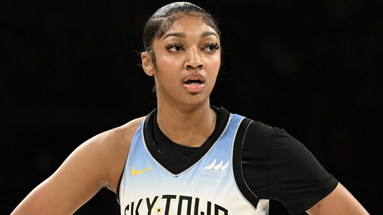 Angel Reese wearing a Chicago Sky jersey