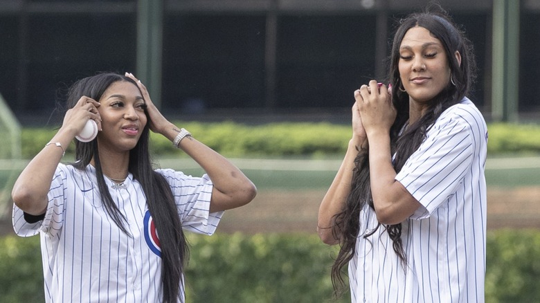 Angel Reese and Kamilla Cardoso throw first pitch at Cubs game