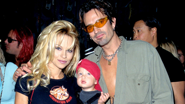 Pamela Anderson Tommy Lee holding baby Brandon Thomas