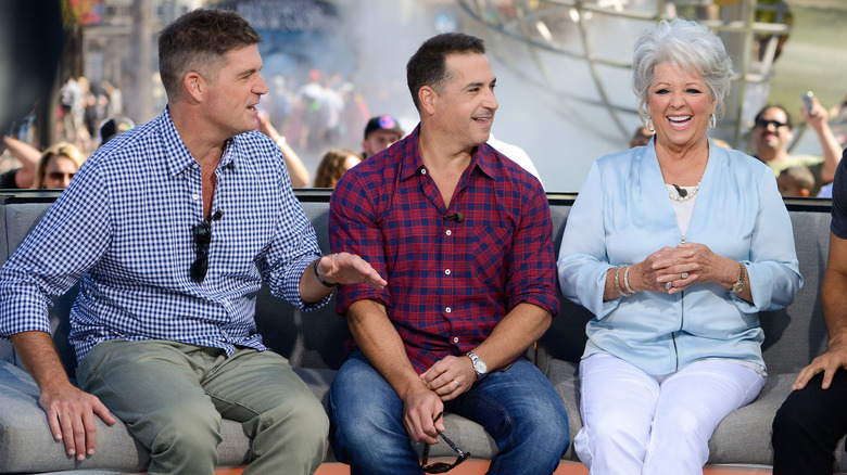 Paula Deen and her sons laughing