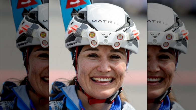 Pippa Middleton wearing helmet