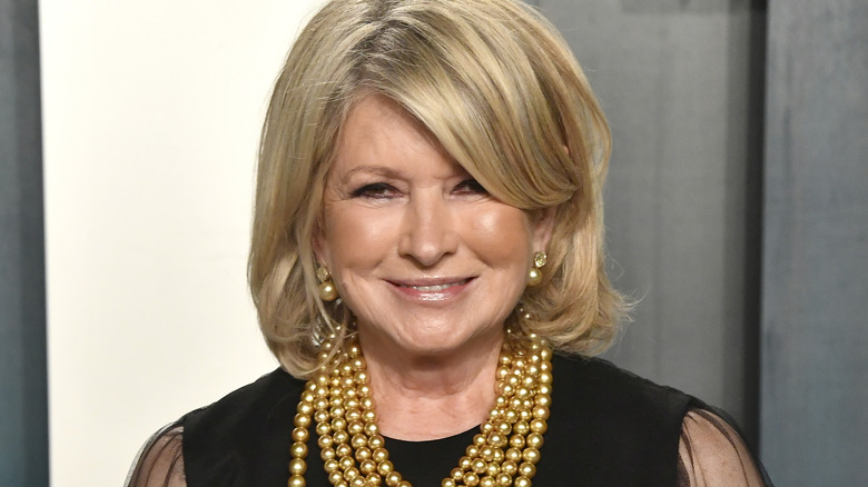 Martha Stewart wearing pearls