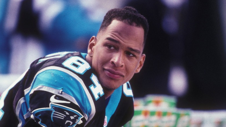 Rae Carruth frowning in NFL uniform