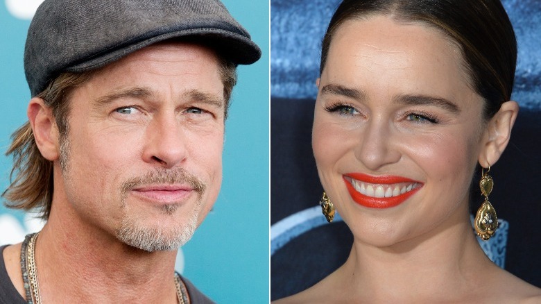 Brad Pitt and Emilia Clarke side by side