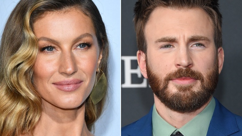 Gisele Bündchen and Chris Evans split image