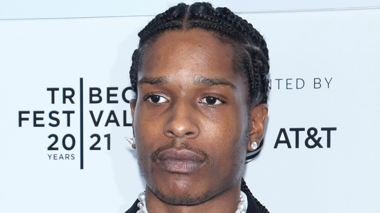 A$AP Rocky, not smiling, looking annoyed, 2021 event