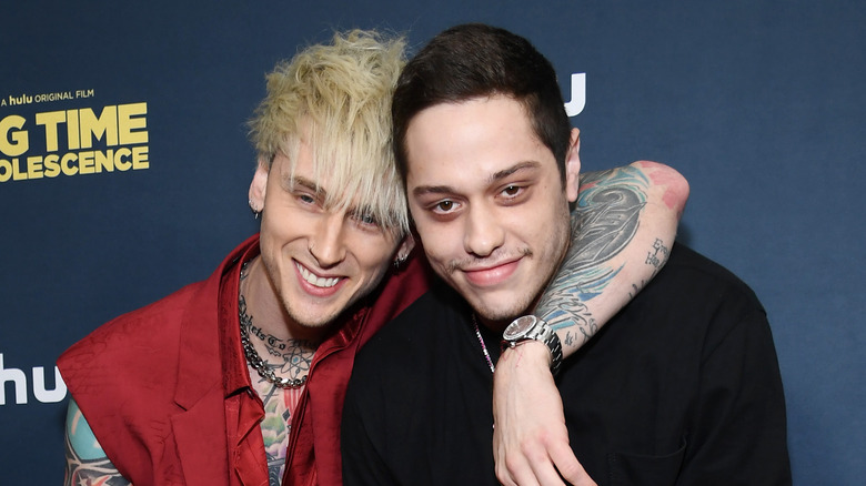 olson Baker AKA Machine Gun Kelly and Pete Davidson attending the premiere of "Big Time Adolescence"