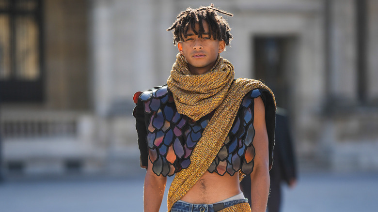 Jaden Smith posing at Paris fashion week