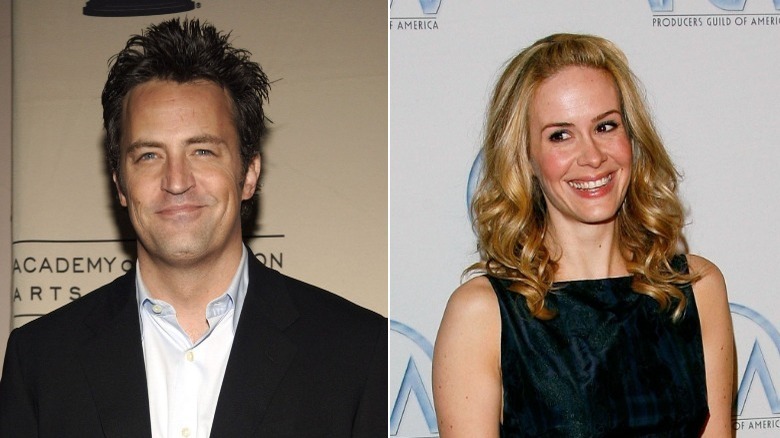 Matthew Perry and Sarah Paulson split image