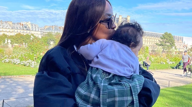 Naomi Campbell with her baby in March 2022