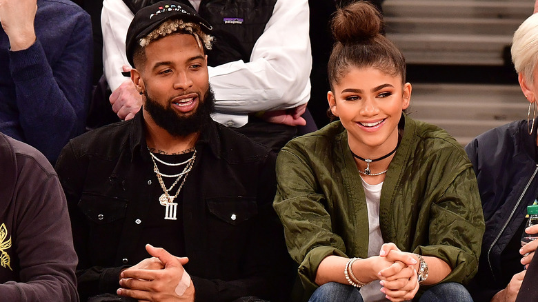 Odell Beckham Jr. and Zendaya sit courtside