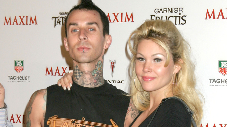 Shanna Moakler and Travis Barker pose together