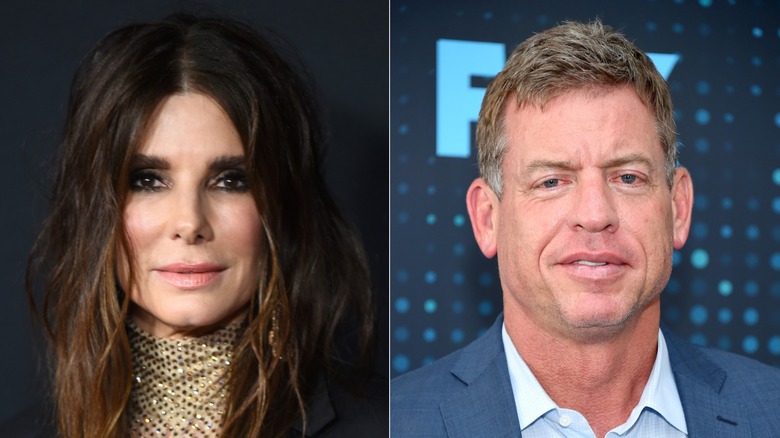 Sandra Bullock and Troy Aikman side by side