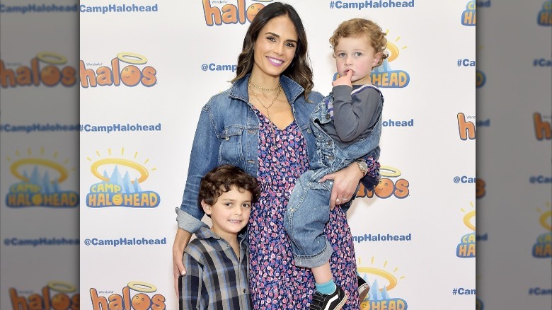 Jordana Brewster holding her children