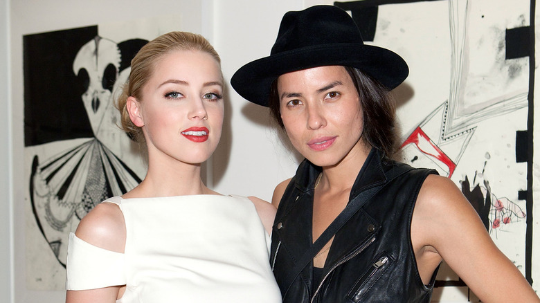 Amber Heard and Tasya Van Ree posing