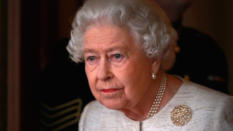 Queen Elizabeth II staring