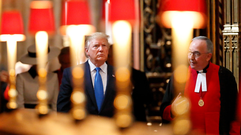 Donald Trump stands inside Westminster Abbey