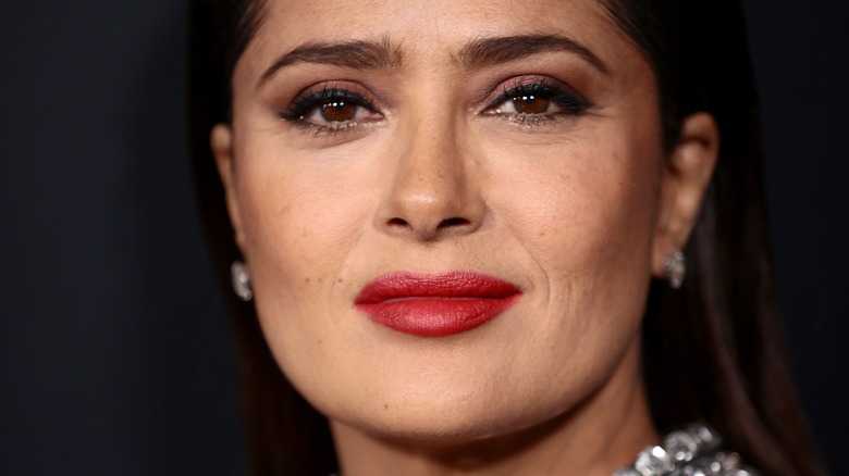 salma hayek posing for cameras 