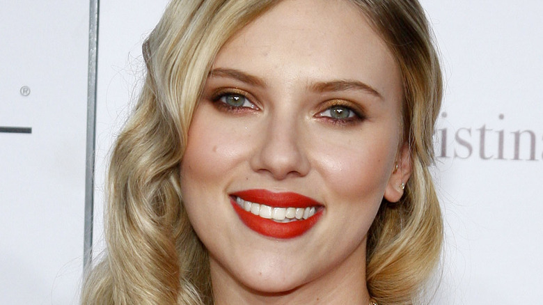 Scarlett Johansson wearing red lipstick