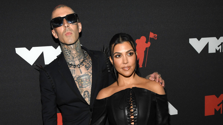 Kourtney Kardashian and Travis Barker on the red carpet