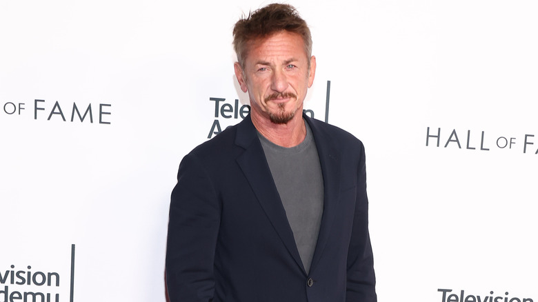 Sean Penn wearing black and gray