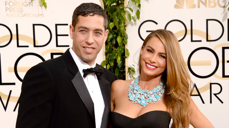 Nick Loeb and Sofia Vergara at the 71st Golden Globes