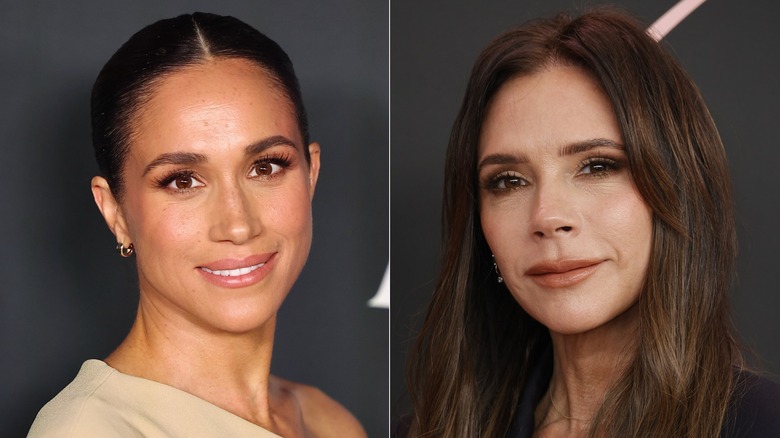 Meghan Markle and Victoria Beckham smiling