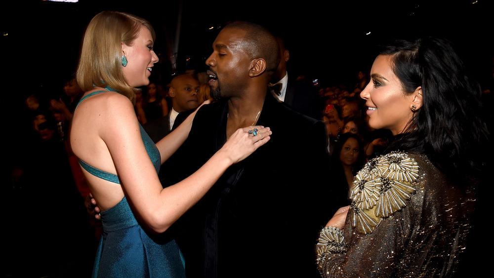 Taylor Swift, Kanye West, Kim Kardashian laughing