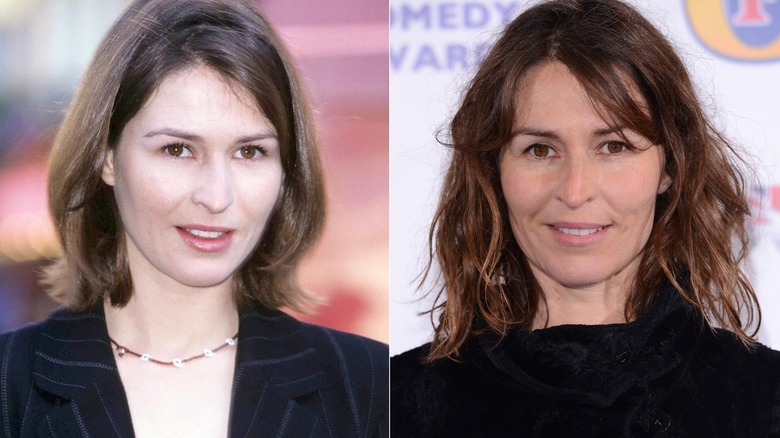 Helen Baxendale posing then and now