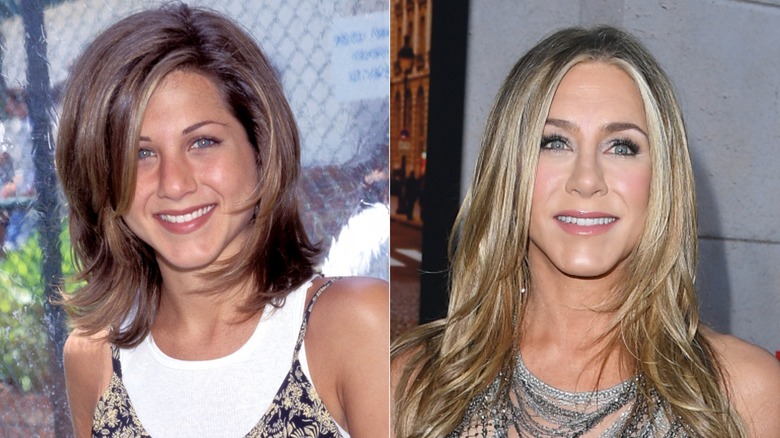 Jennifer Aniston smiling then and now