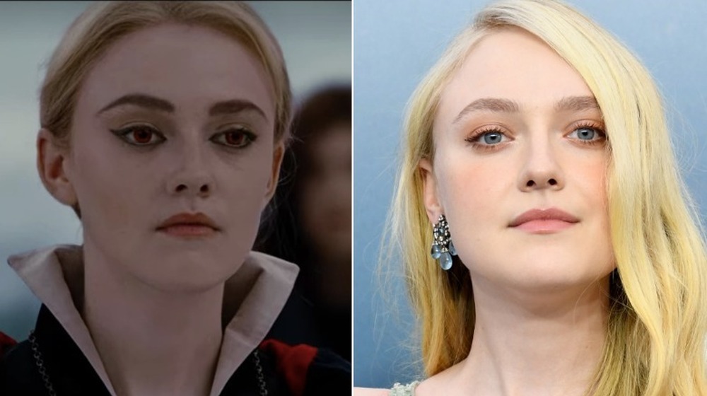 Left: Dakota Fanning in Twilight; Right: Dakota Fanning with long blonde hair