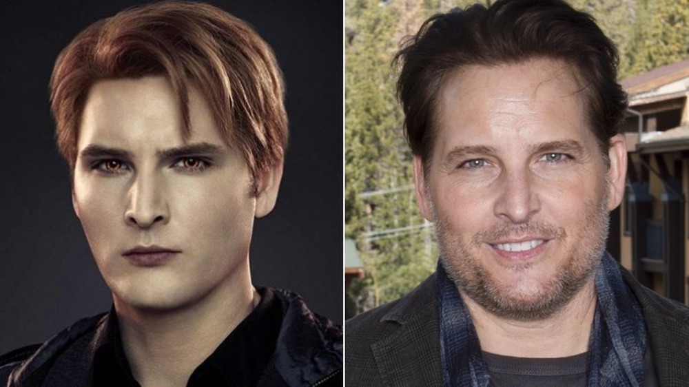 Left: Peter Facinelli in Twilight with red hair; Right: Peter Facinelli smiling