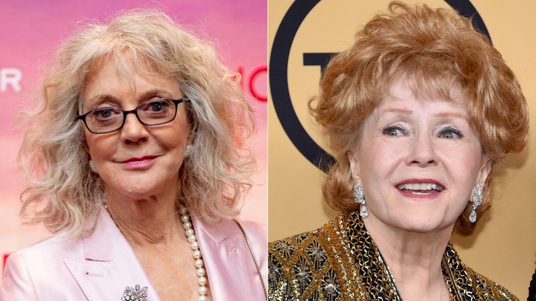 Side-by-side of Blythe Danner in 2019 and Debbie Reynolds in 2015