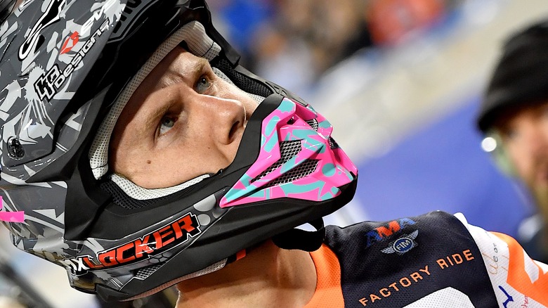 Justin Starling wearing a helmet