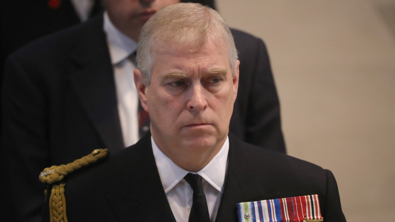 Prince Andrew attending a commemoration service at Manchester Cathedral