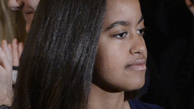 Malia Obama reacts to something at the White House