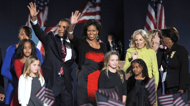 The Obamas celebrate their election win in 2008