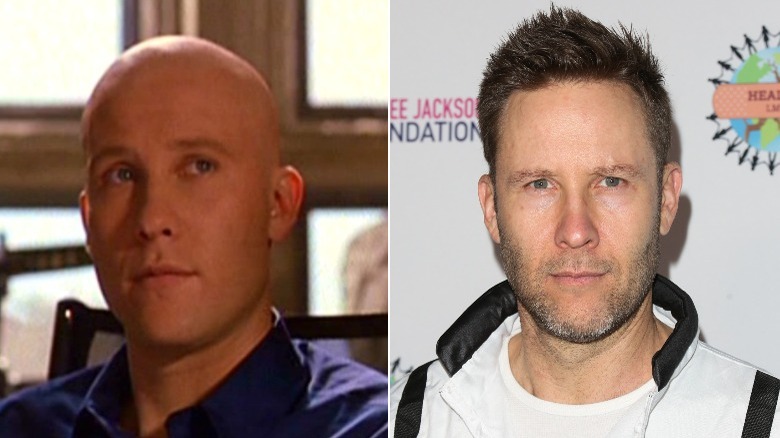 A composite image of Michael Rosenbaum on 'Smallville' and at the Costume for a Cause in 2018