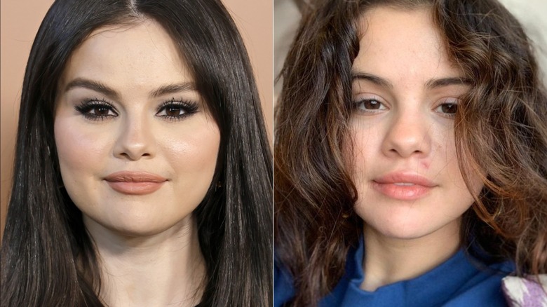 Selena Gomez with straight hair, wavy hair