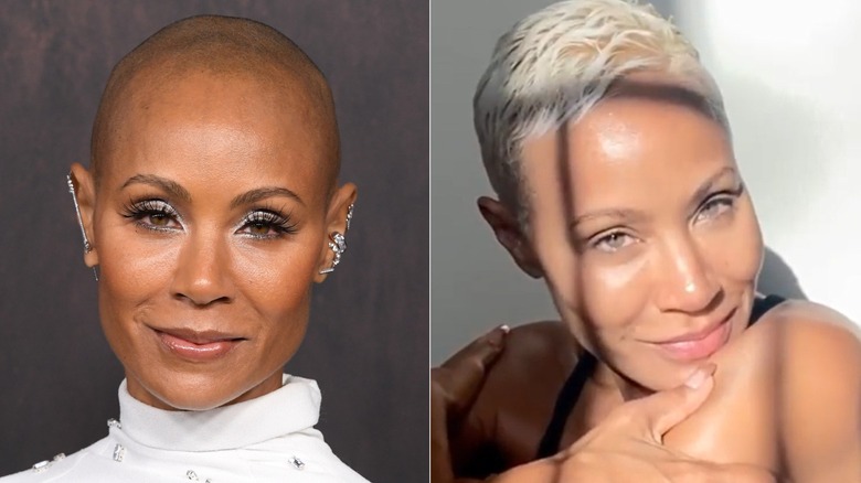 Jada Pinkett Smith smiling with and without makeup