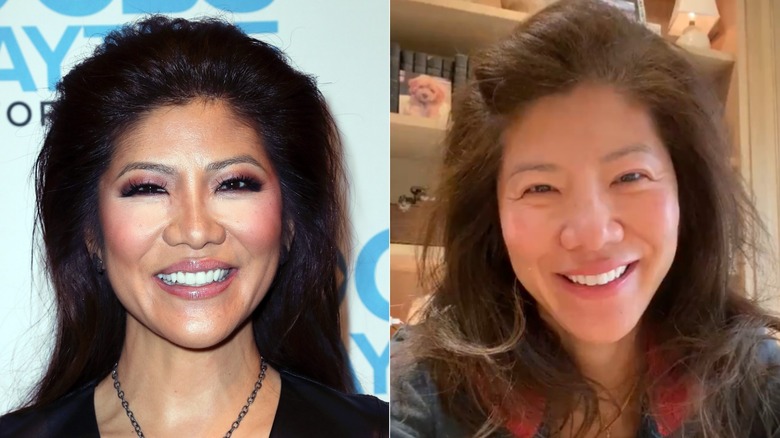 Julie Chen Moonves smiling with, without makeup