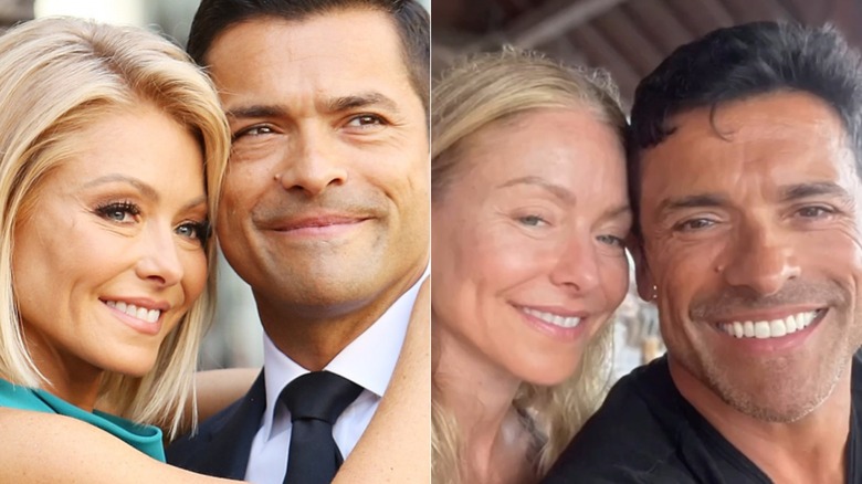 Kelly Ripa, Mark Consuelos with heads pressed together