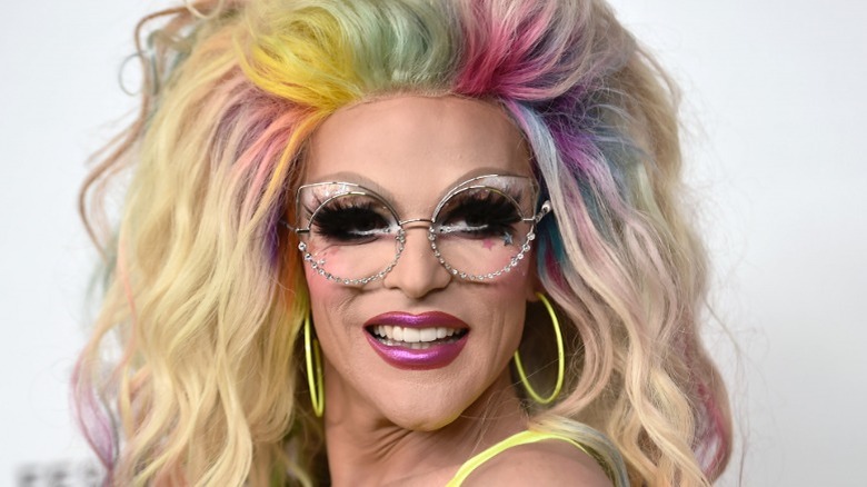 Closeup of Willam rainbow hair