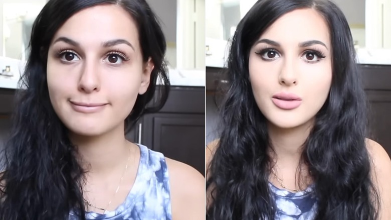 SSSniperWolf with and without makeup