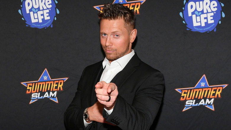 The Miz pointing