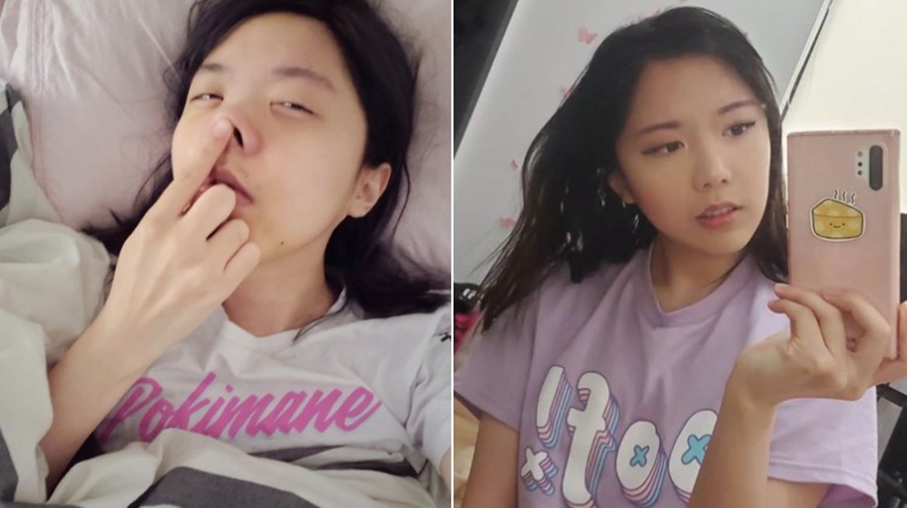 LilyPichu without and with makeup