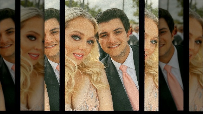 Tiffany Trump and Michael Boulos posing