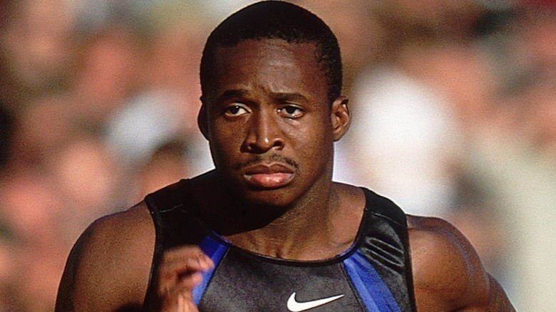 Tim Montgomery sprints on the track