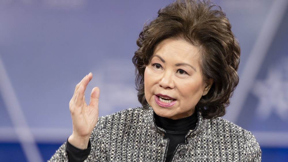 Elaine Chow speaking and waving her hand in the air 