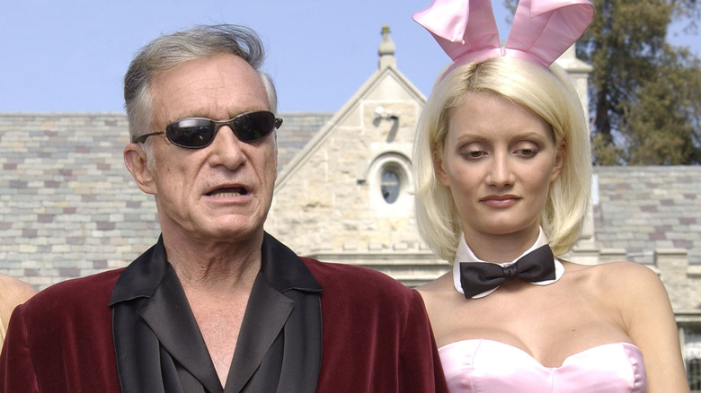 Hugh Hefner and Holly Madison at the Playboy Mansion